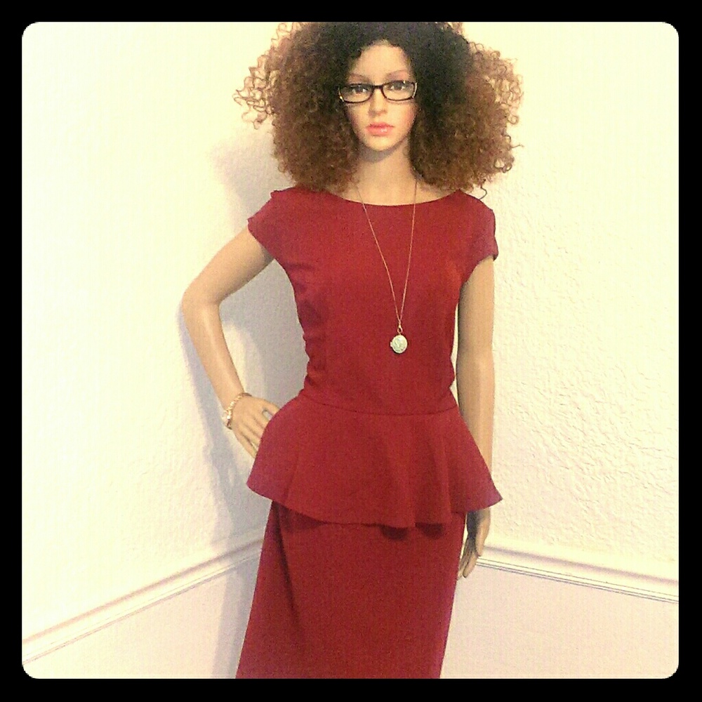 Red Peplum Top Dress